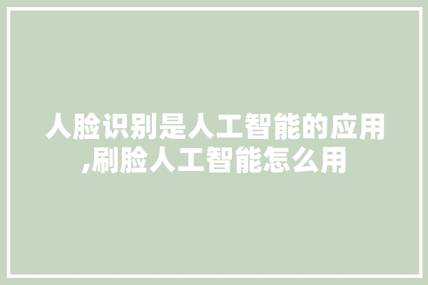 人脸识别是人工智能的应用,刷脸人工智能怎么用 AI简讯