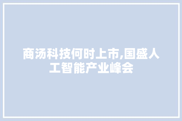 商汤科技何时上市,国盛人工智能产业峰会