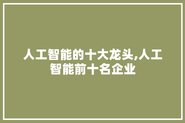 人工智能的十大龙头,人工智能前十名企业