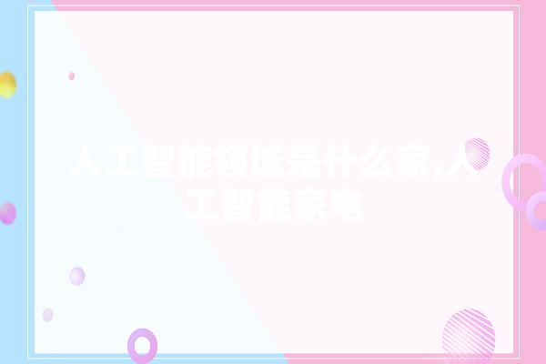 人工智能领域是什么家,人工智能家电 AI简讯