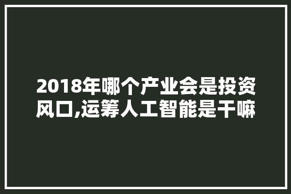 2018年哪个产业会是投资风口,运筹人工智能是干嘛的 智能写作