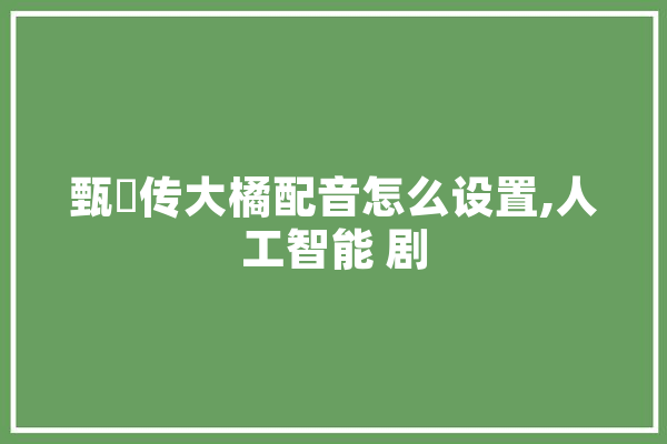 甄嬛传大橘配音怎么设置,人工智能 剧 绘影字幕