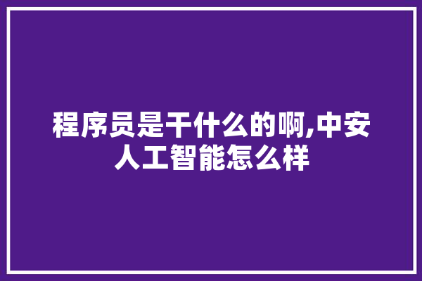 程序员是干什么的啊,中安人工智能怎么样 云服务