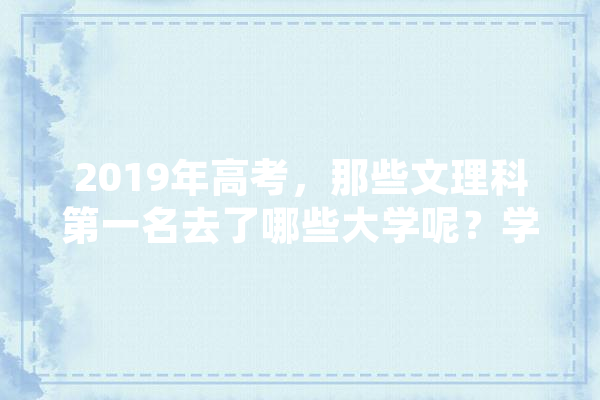 2019年高考，那些文理科第一名去了哪些大学呢？学的什么专业,人工智能王昊简历