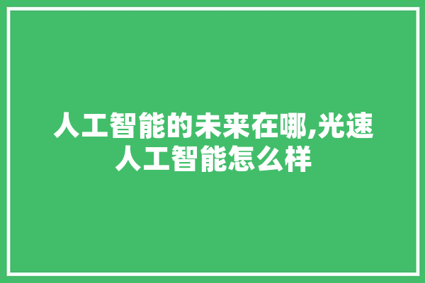 人工智能的未来在哪,光速人工智能怎么样