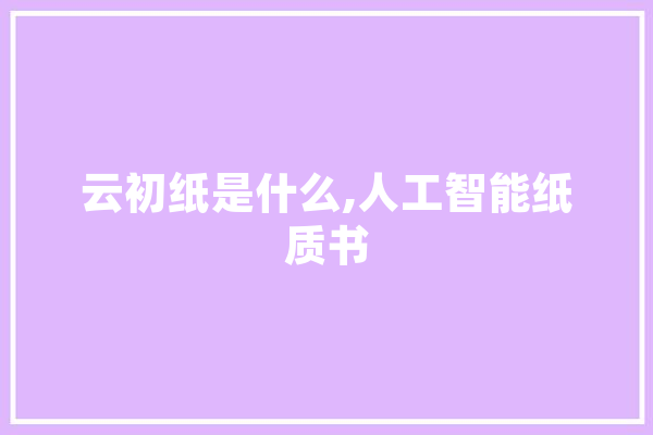 云初纸是什么,人工智能纸质书