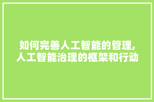 如何完善人工智能的管理,人工智能治理的框架和行动指南