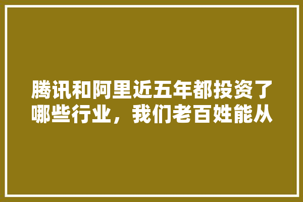 腾讯和阿里近五年都投资了哪些行业，我们老百姓能从中看到商机吗,人工智能商机有哪些 AI简讯