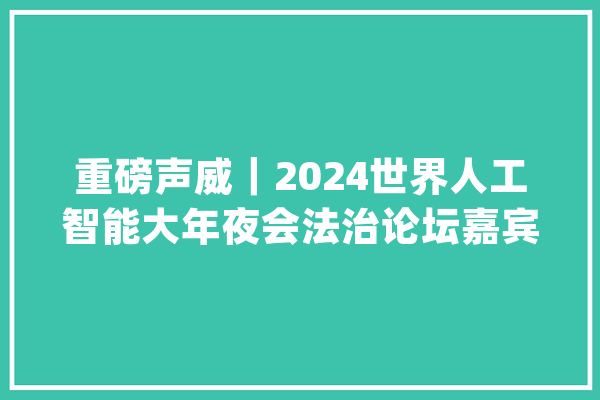 重磅声威｜2024世界人工智能大年夜会法治论坛嘉宾：李佳_上海市_人工智能