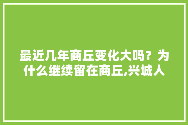 最近几年商丘变化大吗？为什么继续留在商丘,兴城人工智能培训机构