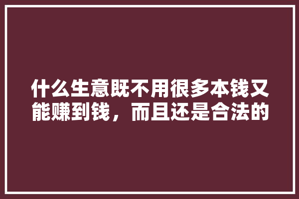什么生意既不用很多本钱又能赚到钱，而且还是合法的,暴富人工智能小说 文字写作