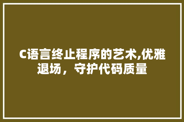 C语言终止程序的艺术,优雅退场，守护代码质量 智能问答