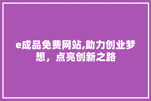 e成品免费网站,助力创业梦想，点亮创新之路