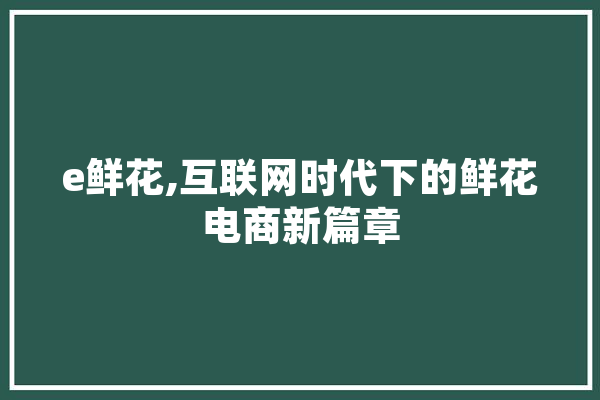 e鲜花,互联网时代下的鲜花电商新篇章 绘影字幕