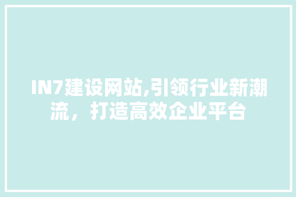 IN7建设网站,引领行业新潮流，打造高效企业平台 计算机