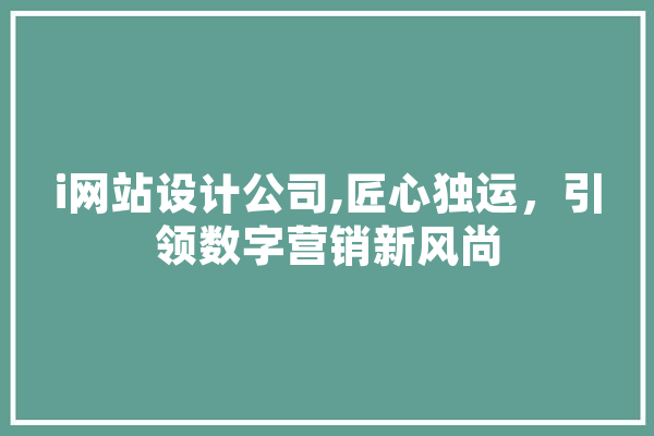 i网站设计公司,匠心独运，引领数字营销新风尚
