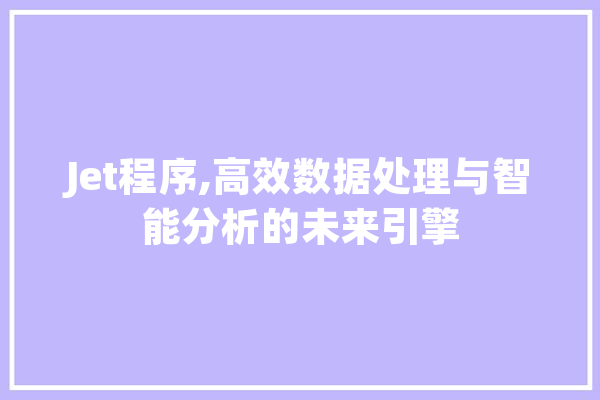 Jet程序,高效数据处理与智能分析的未来引擎 文字写作