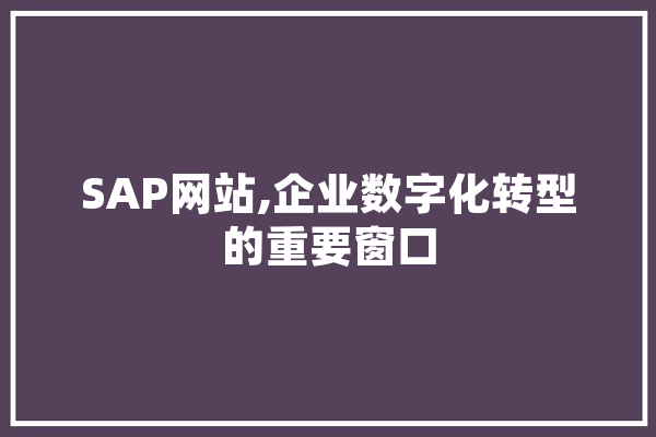 SAP网站,企业数字化转型的重要窗口 绘影字幕