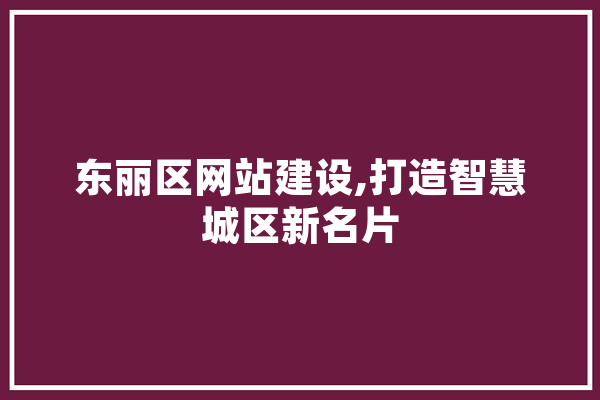 东丽区网站建设,打造智慧城区新名片 计算机