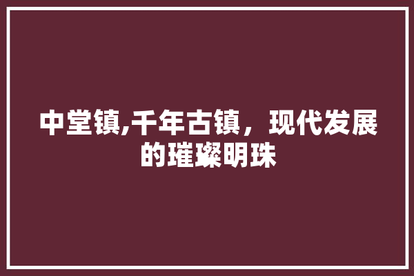 中堂镇,千年古镇，现代发展的璀璨明珠 智能问答
