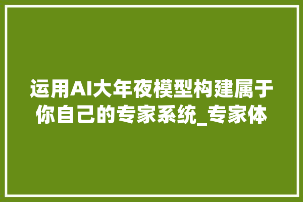 运用AI大年夜模型构建属于你自己的专家系统_专家体系_措辞