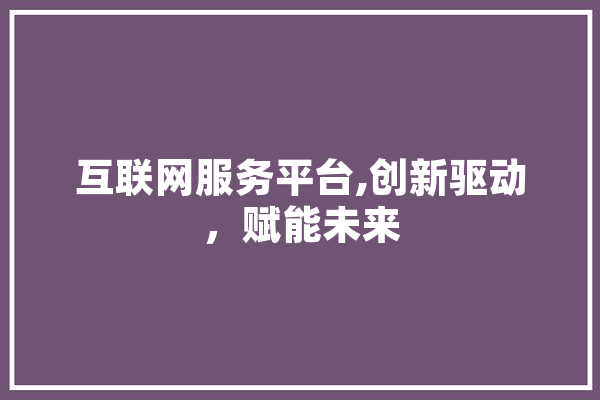 互联网服务平台,创新驱动，赋能未来