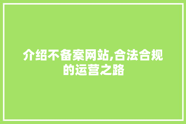 介绍不备案网站,合法合规的运营之路 文字写作