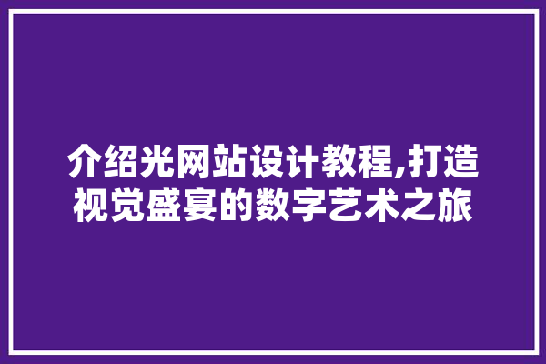 介绍光网站设计教程,打造视觉盛宴的数字艺术之旅 云服务