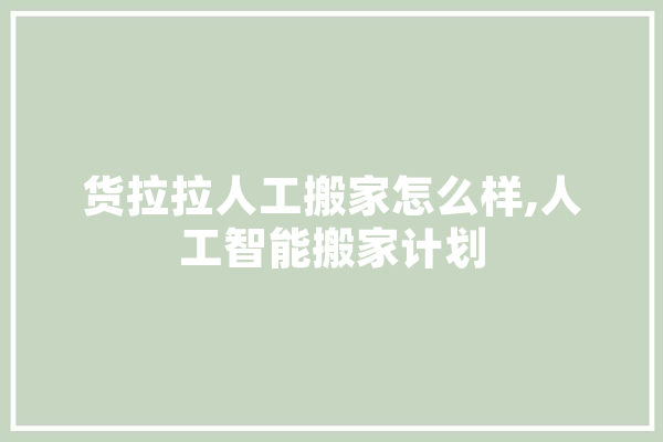 货拉拉人工搬家怎么样,人工智能搬家计划