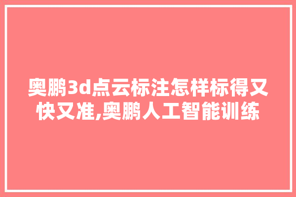 奥鹏3d点云标注怎样标得又快又准,奥鹏人工智能训练师怎么样 云服务