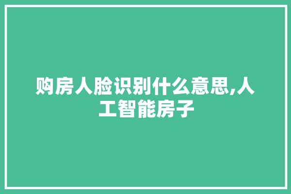 购房人脸识别什么意思,人工智能房子 文字写作