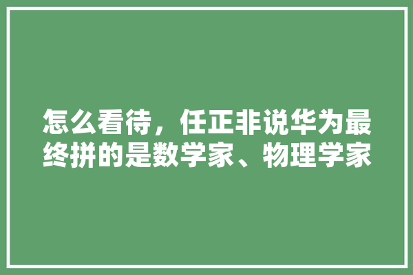 怎么看待，任正非说华为最终拼的是数学家、物理学家等,人工智能汪仔