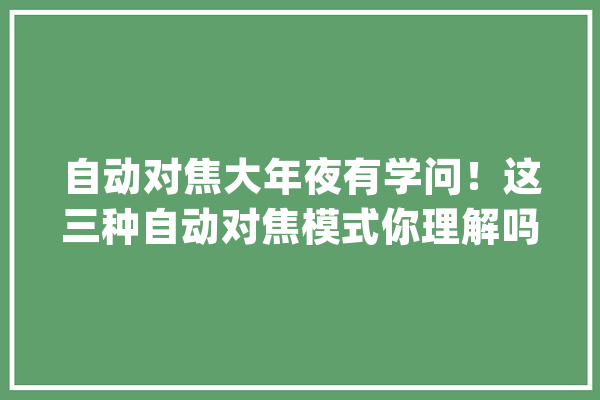 自动对焦大年夜有学问！这三种自动对焦模式你理解吗？_主动对焦_对焦 文字写作