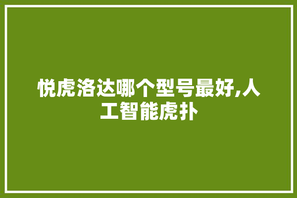 悦虎洛达哪个型号最好,人工智能虎扑