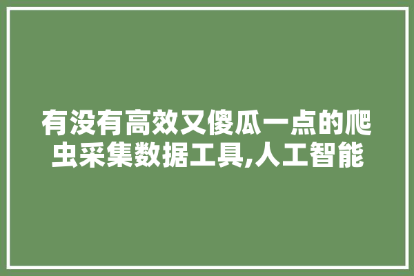 有没有高效又傻瓜一点的爬虫采集数据工具,人工智能爬虫是什么