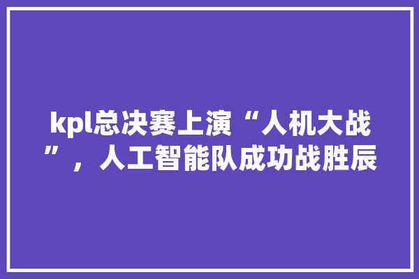 kpl总决赛上演“人机大战”，人工智能队成功战胜辰鬼领衔的人类战队，ai到底有多强,人工智能决赛逸乐胜老枪 AI简讯