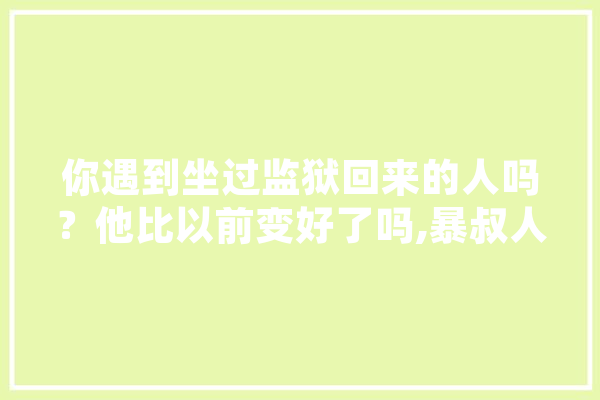 你遇到坐过监狱回来的人吗？他比以前变好了吗,暴叔人工智能怎么样