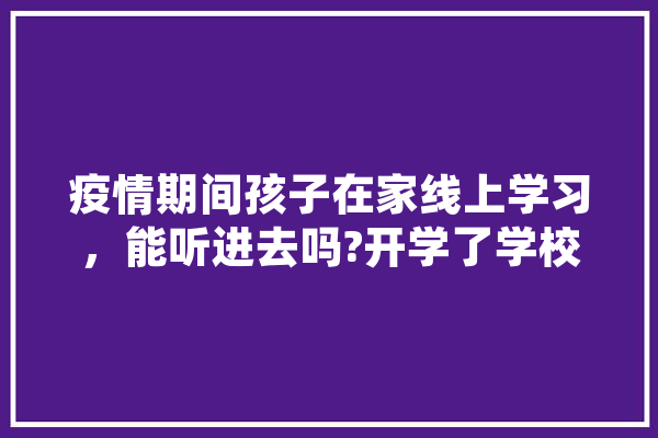 疫情期间孩子在家线上学习，能听进去吗?开学了学校还会不会给讲,人工智能复课心得体会 科技快讯