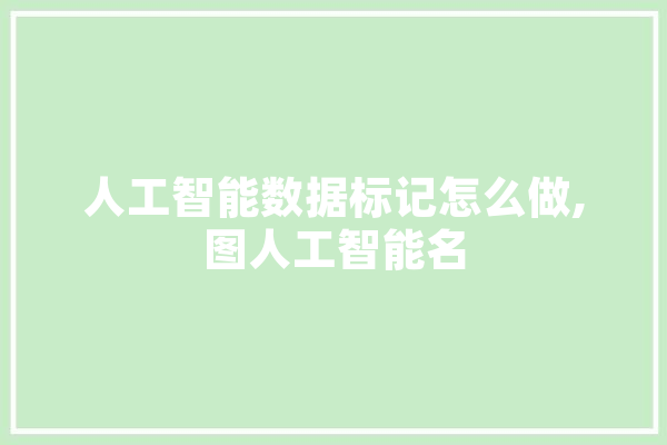 人工智能数据标记怎么做,图人工智能名 计算机