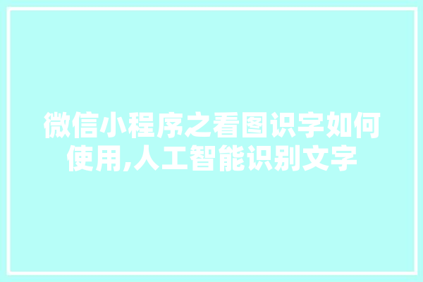 微信小程序之看图识字如何使用,人工智能识别文字 计算机