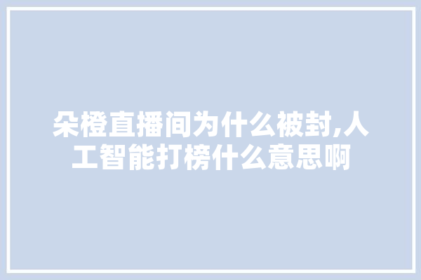 朵橙直播间为什么被封,人工智能打榜什么意思啊