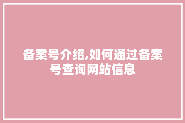 备案号介绍,如何通过备案号查询网站信息