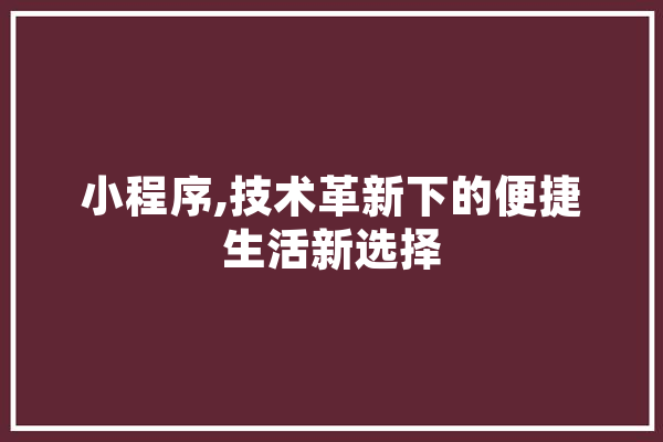 小程序,技术革新下的便捷生活新选择 智能写作