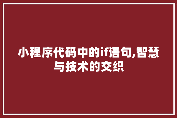 小程序代码中的if语句,智慧与技术的交织