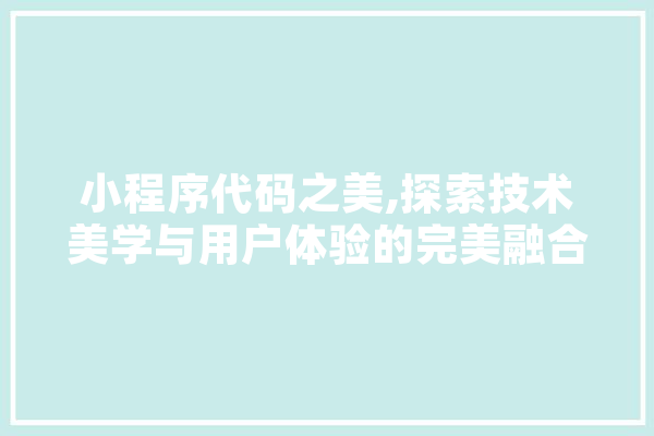 小程序代码之美,探索技术美学与用户体验的完美融合 智能问答