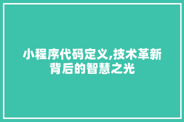 小程序代码定义,技术革新背后的智慧之光 智能写作