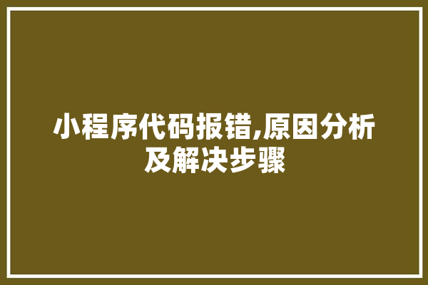 小程序代码报错,原因分析及解决步骤 文字写作