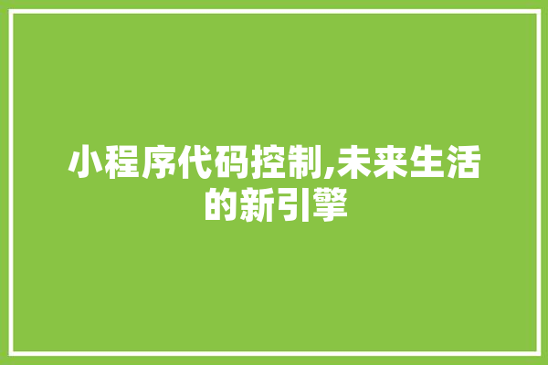 小程序代码控制,未来生活的新引擎 AI简讯