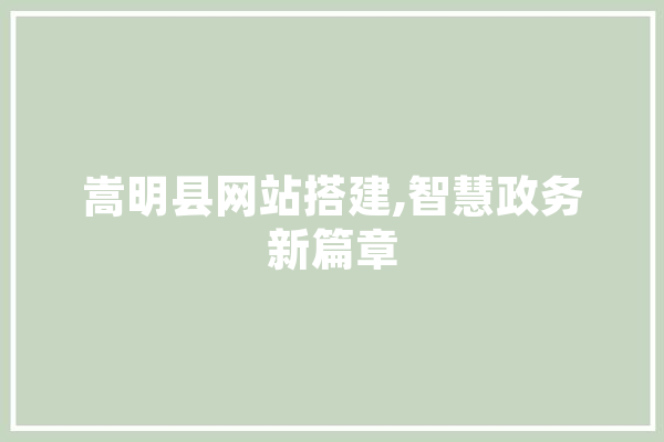 嵩明县网站搭建,智慧政务新篇章 计算机