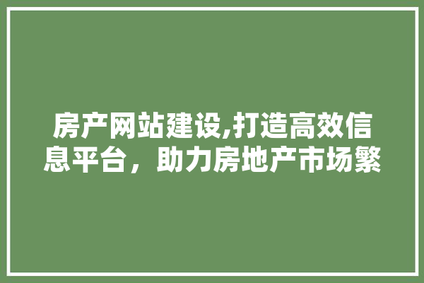 房产网站建设,打造高效信息平台，助力房地产市场繁荣发展